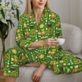 thumbnail image 6 of Fuzoiu traditional Irish colours Print Women's Long-Sleeved Pajama,Lounge Button Down Nightwear,Womens Notch Collar Pajama Set-Medium, 6 of 7