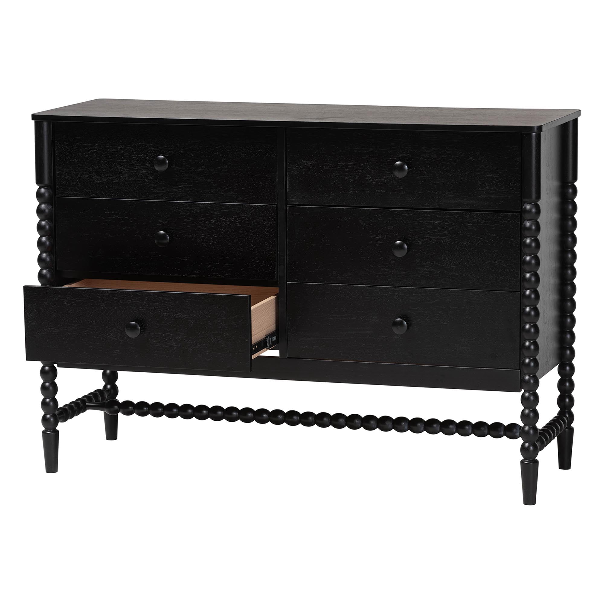 Baxton Studio Brantley Modern Farmhouse Dresser, 6-Drawer, Black