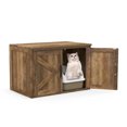 thumbnail image 3 of Demi Bonn 31" Cat Litter Box Enclosure with Double Barn Doors and Removable Divider, Flip Top Hidden Cat House Washroom Furniture, Brown, 3 of 8