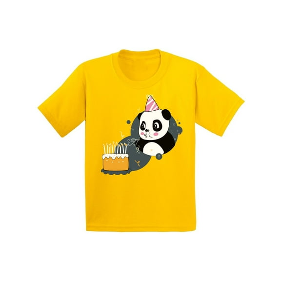 Awkward Styles Panda Birthday Youth Shirt Kids Themed Party Birthday Gifts for Kids Cute Panda with a Birthday Cake Tshirt Funny Birthday Shirts for Boys Funny Birthday Shirts for Girls