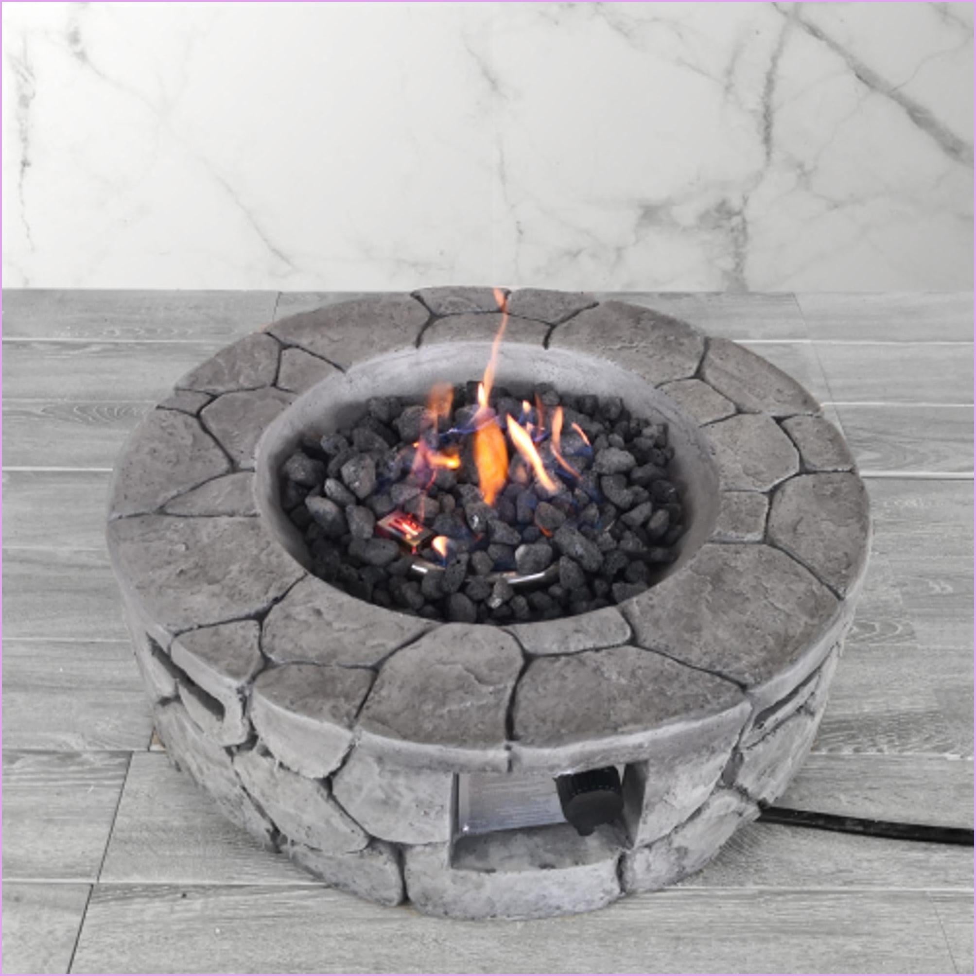 Outdoor Fire Pit | Fogata al Aire Libre | Modern 28" Round Slate Gray Concrete Fire Pit for Patio Backyard | Slate Gray