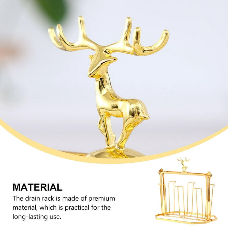 1pc Iron Cup Drain Rack, Creative Metallic Deer Decor Cup Drying Rack Stand  For Kitchen