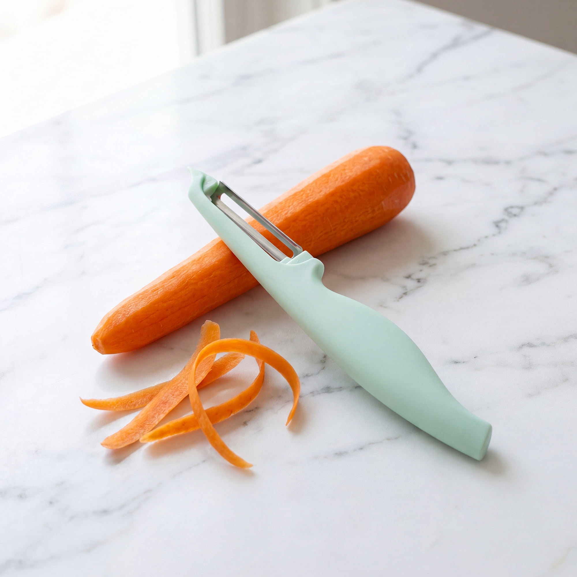 Unique Bargains Plastic Vegetable Peeler with Ergonomic Handle for Peeling Teal 7.3x1 inch