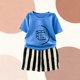 thumbnail image 4 of Camiseta de Cuello Redondo de Manga Corta Unisex Vestido Corto de Verano para Niños con Conjunto de Pantalones Cortos a Juego, Conjunto Corto para Niños, 4 of 9