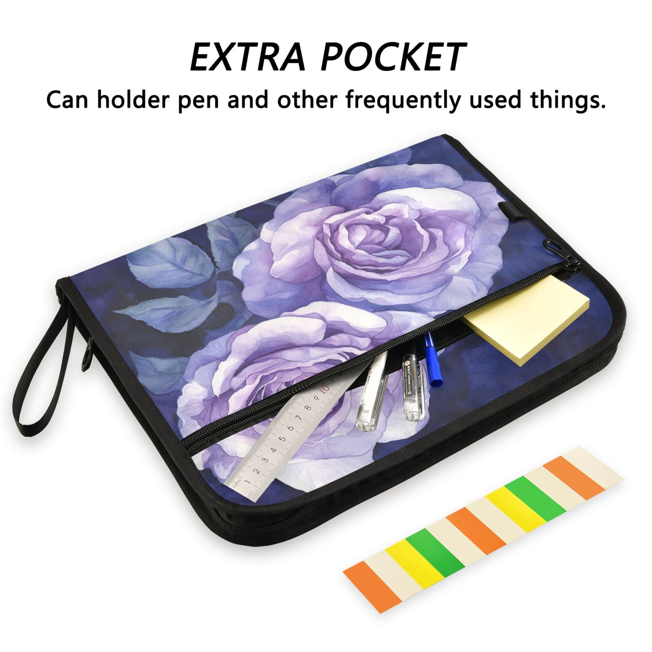WOBOGO Lilac Rose Expanding File Folder Letter Size Accordion Filing Organizer 13 Pocket Separate Organ Pocket