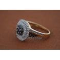 thumbnail image 4 of Hitanshu Jewels Round Cut Brown CZ 14K Yellow Gold Finish Silver Engagement Wedding Halo Ring, 4 of 5