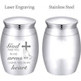 thumbnail image 3 of Small Urns for Ashes Mini Cremation Urns Ashes Keepsake Memorial Stainless Metal Funeral Urn Cross Burial for Pet Human Dog Cat 1.57x1.18 Inch-God Has You In His Arms I Have You In My Heart, 3 of 9