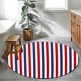 thumbnail image 4 of 3ft Round Rug, Red Blue White Striped Non-Skid Rubber Backing Large Area Rugs - Living Room Bedroom Home Office, Modern Simple Stripes Indoor Floor Mat Carpets Washable Rug, 4 of 9