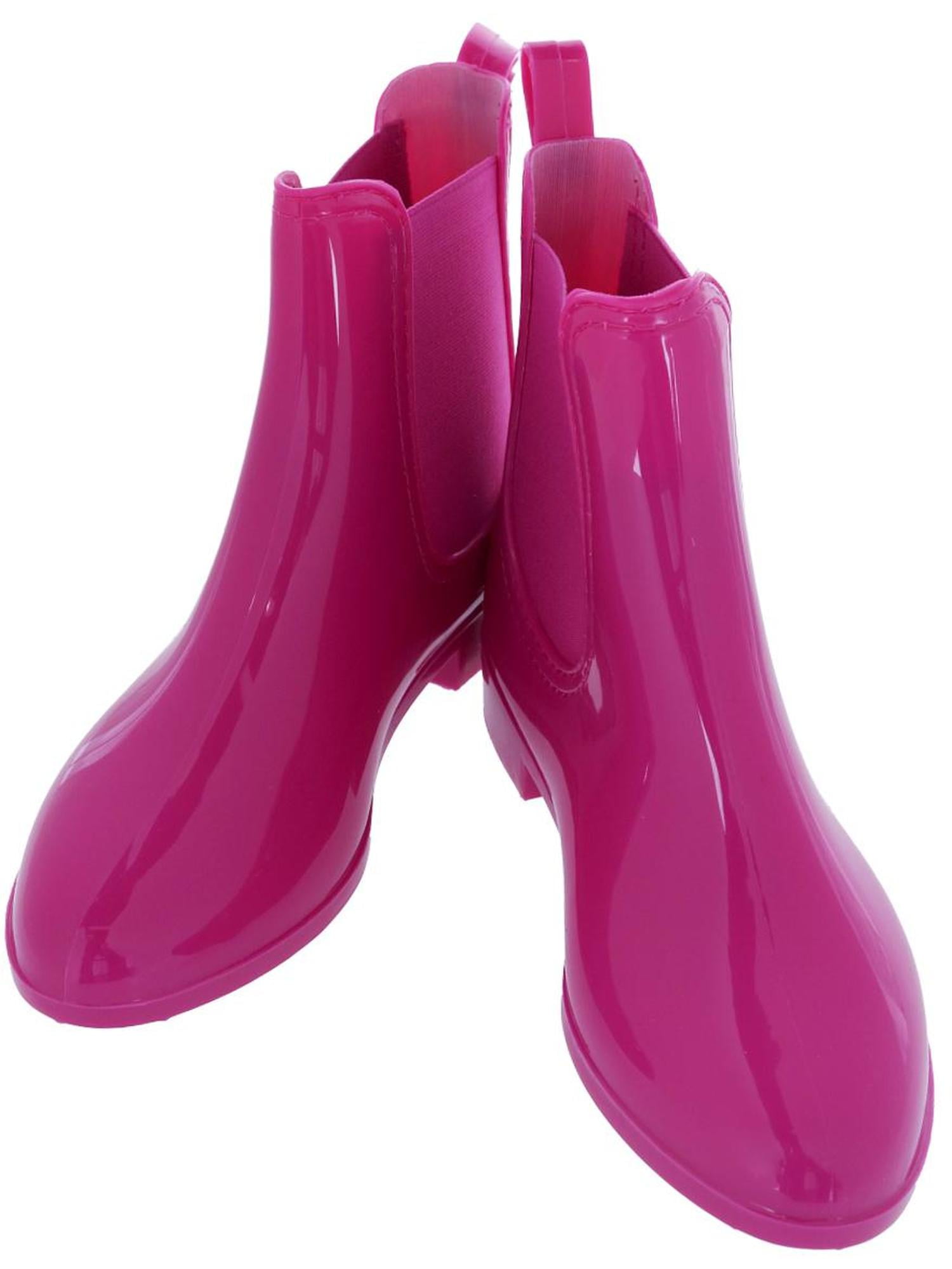 CTM  Solid Color Waterproof Ankle Rain Boots (Women)