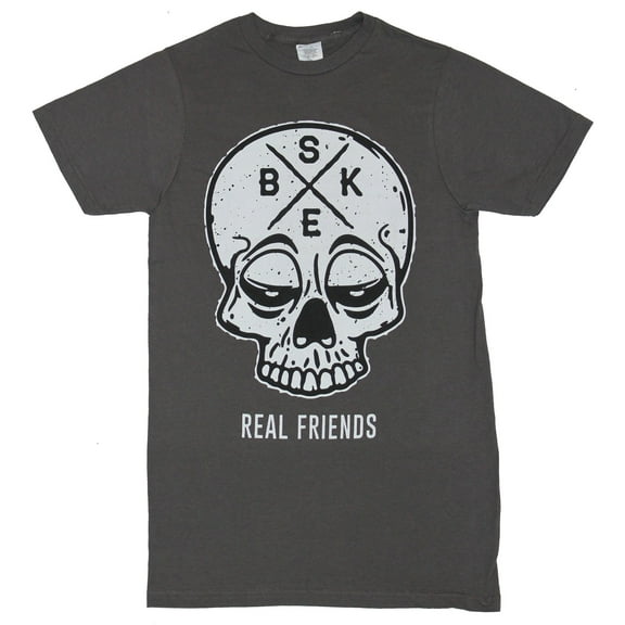 Real Friends Mens T-Shirt - BSKE Droopy Eyed Skull Image (X-Small)
