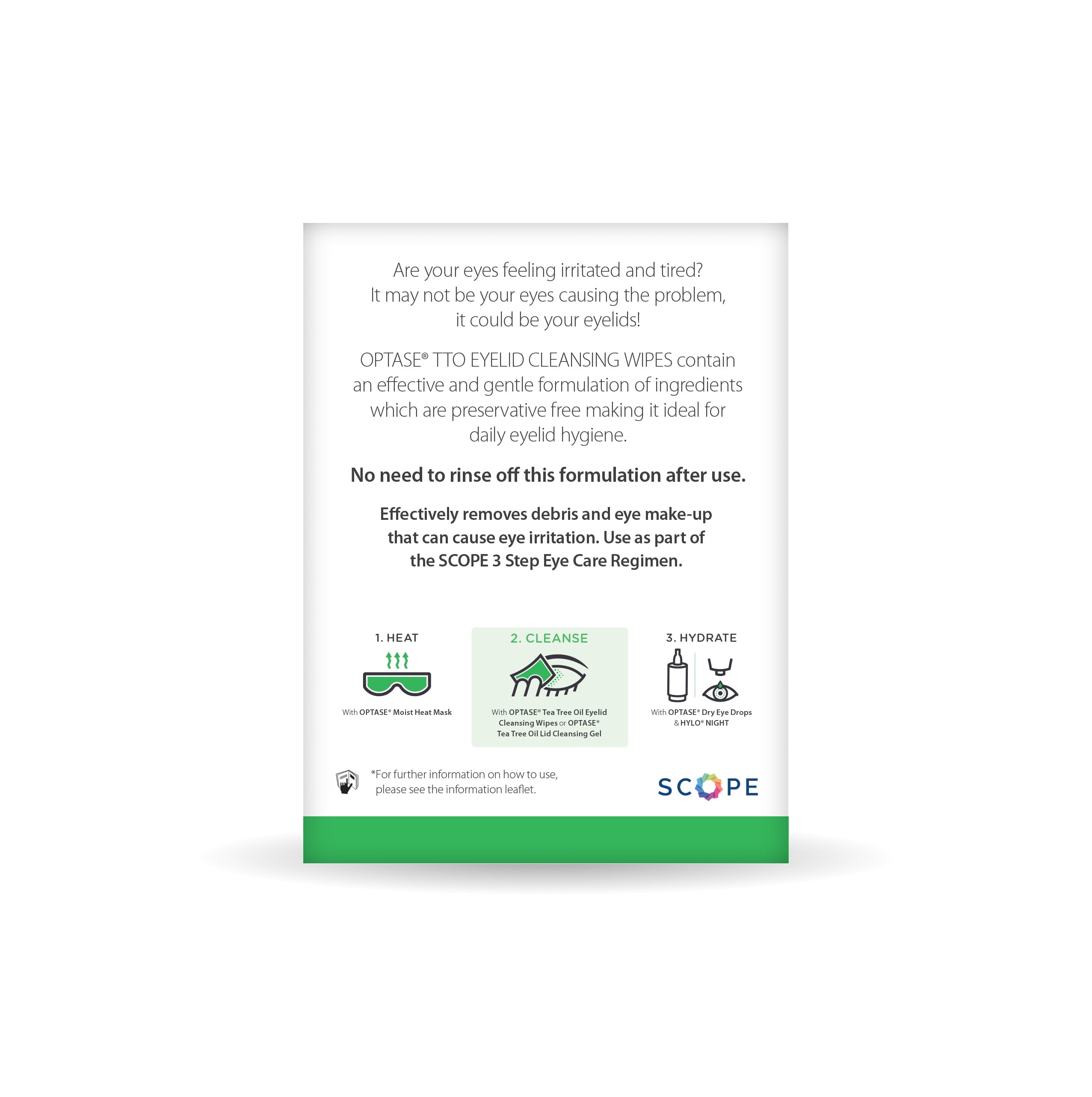 OPTASE TTO Eyelid Cleansing Wipes, Individually Wrapped With Tea Tree Oil for Dry Eyes, Stye, 20 Count