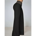 thumbnail image 2 of Women'S Hollow Belt Trousers Temperament Commuter Flared Pants High Waist Casual Wide Leg Pants Black XL, 2 of 5
