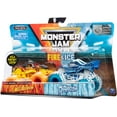 thumbnail image 2 of Monster Jam, Fire & Ice 2 Pack, Megalodon vs. Dragon Monster Truck, Die-Cast Vehicles, Walmart Exclusive, 1:64 Scale, 2 of 5