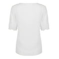 thumbnail image 4 of Outfmvch T Shirts for Women Short Sleeve Color Casual T Shirt Lace Solid Fashion Womens Tops Shirts for Women White, 4 of 7