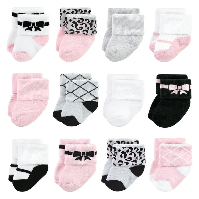 グランドホールセール Cotton Baby Hudson Rich 0-6 Bows, 24-Pack, Socks Terry Baby ベビー