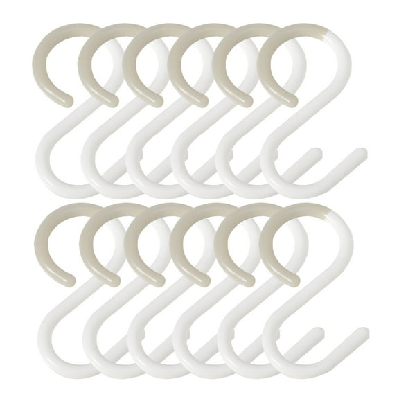12pcs S Shaped Hanging Hooks Plastic Hooks for Kitchen Bathroom Office Clothing Storage Solution