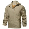 thumbnail image 1 of LSLJS Men's and Winter Plus Velvet Solid Color Zipper Pocket Warm Jackets( Khaki, L), 1 of 6