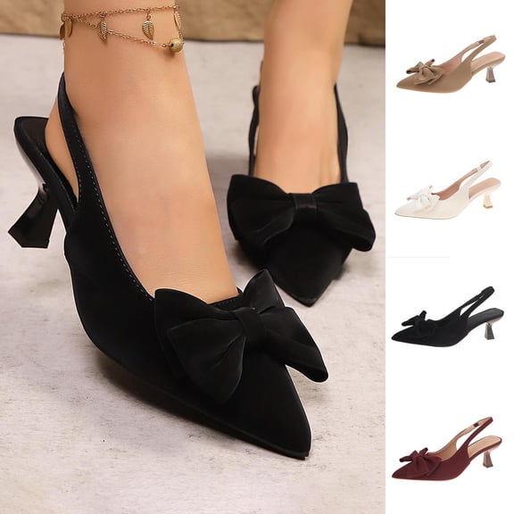 Miluxas Closed Pointed Toe Slingback Kitten Heels Comfortable Dressy Pump Shoes White 9.5(43)