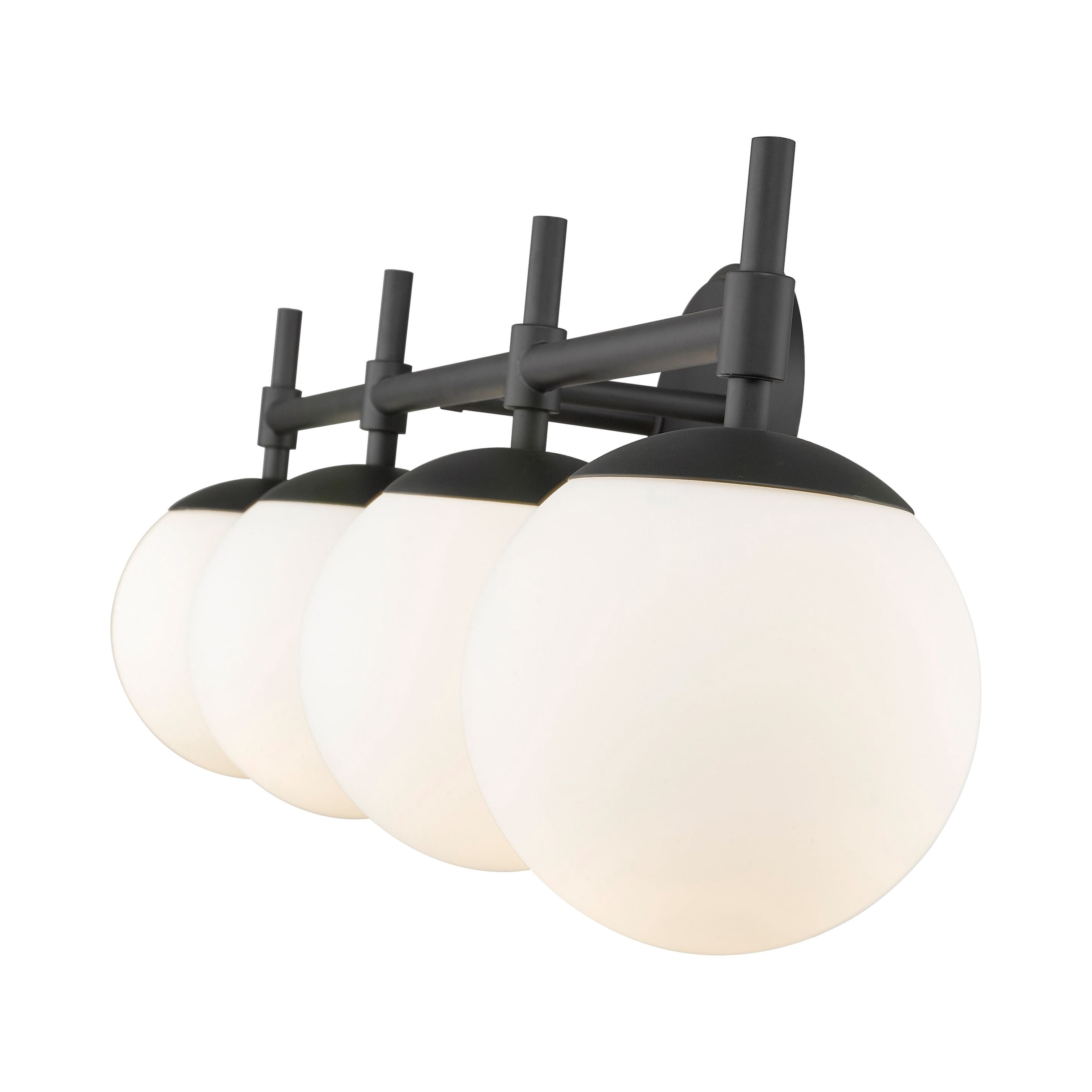 Millennium Lighting 929 Lighting 4 Light Bathroom Vanity Fixture with Opal Glass Shades Matte Black Black Matte 4 to 8 Inches