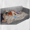 thumbnail image 6 of Retro Soft Flannel Fleece Blanket, Fox with Skirt and Polka Dotted Socks Holding a Flower on a Pastel Toned Background, Cozy Plush for Indoor and Outdoor Use, 70" x 90", Multicolor, by Ambesonne, 6 of 6