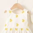 thumbnail image 5 of THDHVS Summer Dresses for Kids,Girls Casual Dresses,Toddler Kids Baby Girls Fashion Cute Sleeveless Sweet Heart Print Bowknot Dress Hat Set Yellow 2-3 Years, 5 of 8
