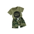 thumbnail image 2 of Elippeo 2Pcs Baby Boy Summer Outfits 3 6 12 18 24 Months 3 4 5 Years Short Sleeve Tops + Camouflage Printed Shorts Set Toddler Clothe, 2 of 10