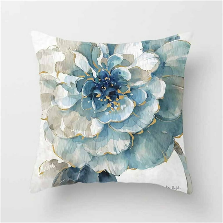 Farmhouse Blue Flower Throw Pillow Covers 18x18 Inch Orchid Butterfly  Cotton Linen Floral Cushion Case Outdoor Sofa Throw Pillows Cover for Couch  Living Room Bed Indoors Home Decor 