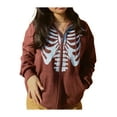 thumbnail image 2 of Yuemengxuan Women's Skull Skeleton Print Hoodies, Long Sleeve Zip Up Loose Sweatshirts, 2 of 9