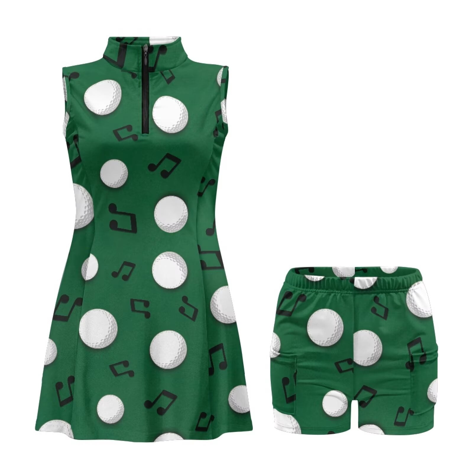 Yuyamidu Golf Balls Golf Dress for Women Musical Note Anti Wrinkle Athletic Dress for Women Sleeveless Comfort Workout Athletic Dresses with Pockets Shorts Outfits Size XS