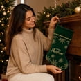 thumbnail image 6 of Yhmxh Velvet Christmas Stocking, 19 Inch Large Xmas Stocking with Golden Snowflake Embroidery & Merry Christmas Lettering, Hanging Plush Cuff Stocking for Fireplace Mantel Christmas Home Decor, 6 of 6