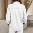 thumbnail image 5 of WULMLEO Women's Classic Dual Pocket Roll Tab Sleeve Denim Button Down Shirt, Relaxed Loose Fit Lightweight Chambray Casual Layering Tops White XL, 5 of 5