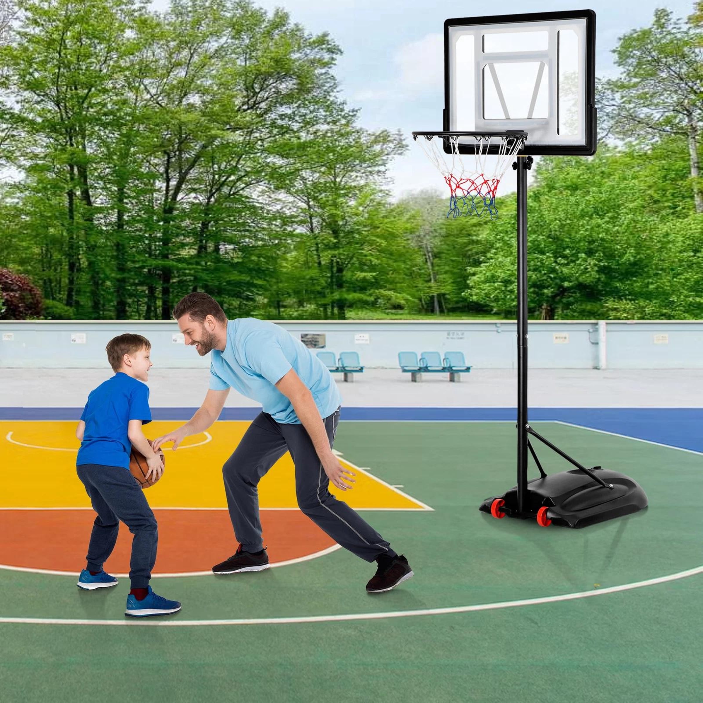 7.2FT-9FT Basketball Hoop Outdoor for Kids Adjustable Basketball Goal System