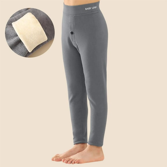 Kids Girls Thermal Leggings Thick Fleece Lined Leggings High Waisted Winter Warm Black Soft Tights Tummy Control Gym Yoga Fitness Stretchy Pants Trousers Gray 7-8 Years