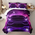 thumbnail image 2 of Castle Fairy Neon Sports Car Quilt Full,Purple City Glow Full Bedspread Sets for Bedroom,Purple Black, 2 of 7