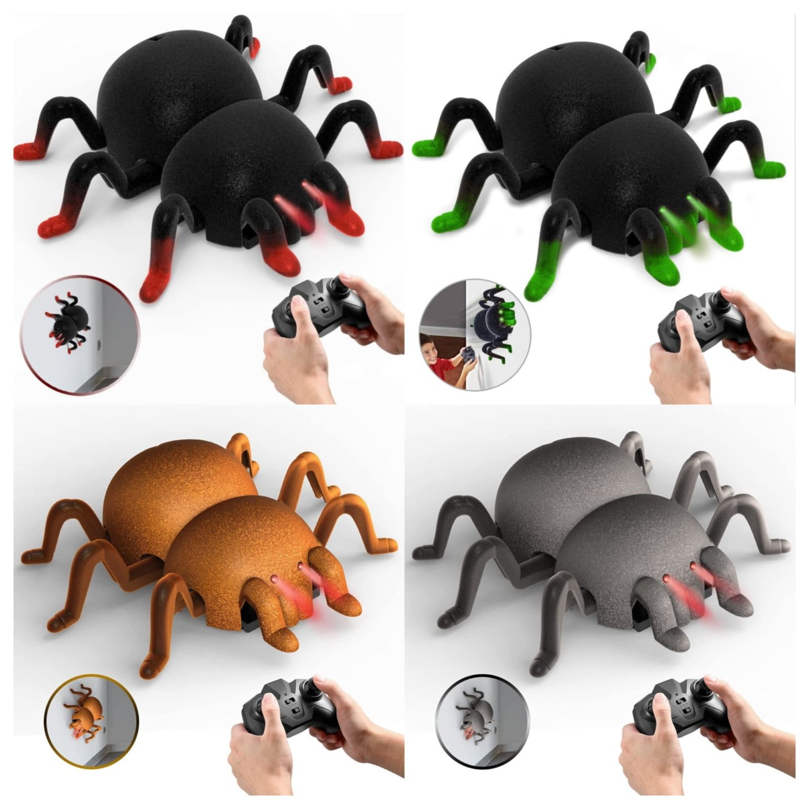 ZMKIAG Remote Control Halloween Spider Wall Climbing Toys - Flocking Spider Themed Indoor Play Climber with LED Lights for 𝗕𝗼𝘆𝘀 & 𝗚𝗶𝗿𝗹𝘀 Ages 3 and Up, Fun Interactive 𝗞𝗶𝗱𝘀 Gift
