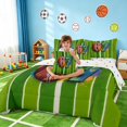 thumbnail image 3 of Manfei Cartoon Football King Bedding, Sports King Bed in a Bag, Green Brown Blue, Polka Dots Reversible 7pcs, 3 of 6