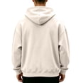 thumbnail image 4 of Men's Quarter Zip Hoodie Oversized Pullover Sweatshirt, Drawstring Hood Long Sleeve Athletic Workout Outdoor Casual Hooded Top Beige XL, 4 of 8