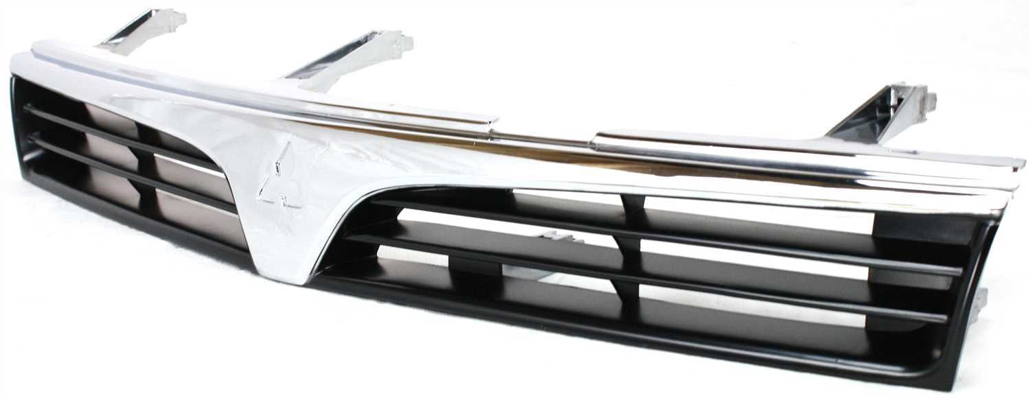 Grille Assembly Compatible With 1997-2001 Mitsubishi Mirage Sedan Chrome Shell with Painted Black Insert