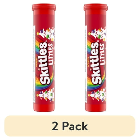 (2 pack) Skittles Littles Original Chewy Christmas Candy Minis, 1.9 oz Shelf Stable Plastic Tube