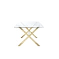 thumbnail image 3 of Tia 79 Inch Dining Table, Rectangular Tempered Glass Top, Gold, Clear, 3 of 6