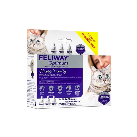 3PC FELIWAY® Classic 3 x 30 Day Cat Calming Refills for Pheromone Diffuser, 3 x 48ml Value Pack - Helps Reduce Common Signs of Stress in Cats & Kittens, Enhanced Calming