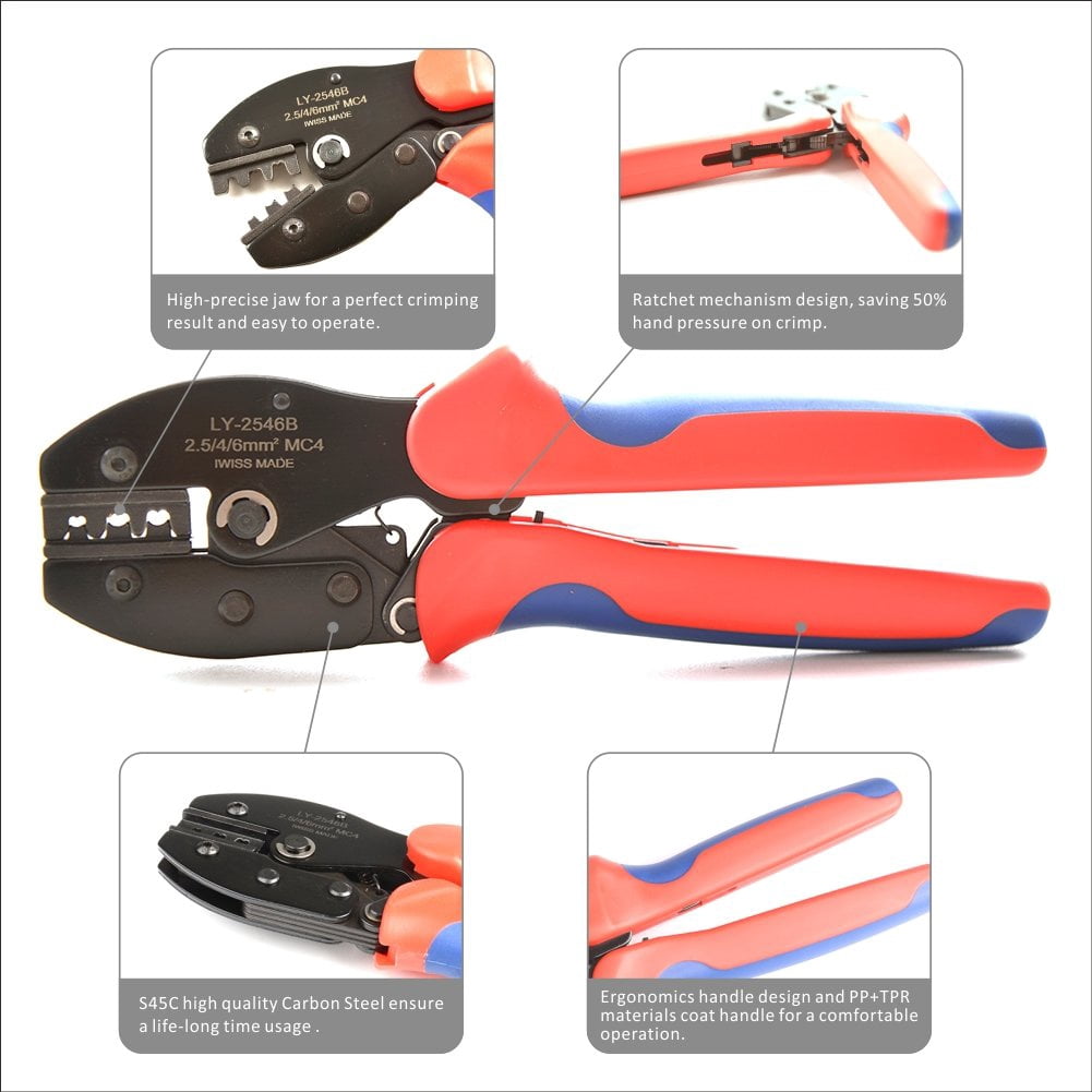 ABPETE iCrimp Solar PV Cable Crimping Tool for IWS4 Solar Connectors, AWG14-10,2.5/4/6mm2, Solar Crimper
