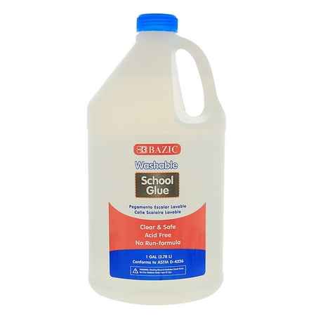 BAZIC Washable Clear School Glue 1 Gallon, Liquid Glues Making Slime, 1-Pack