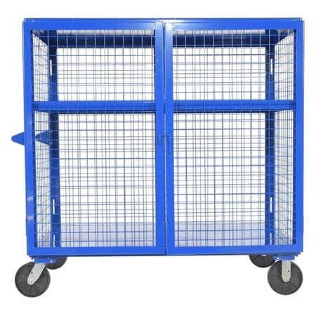 Vestil SCW-XM-3060-BL 30 x 60 in. Welded Steel Expanded Metal Security Cart - Blue