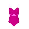 thumbnail image 4 of ZQUUVOU Plus Size Women's One Piece Tankini Tummy Control Mesh Solid Color V-Neck Swimsuit (Hot Pink,L), 4 of 5