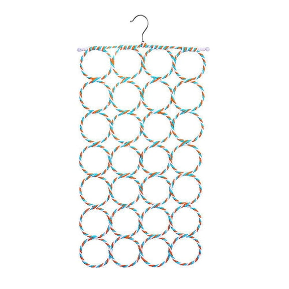 28-Compartment Scarf & Accessory Organizer, 28.74 x 14.76 in, Space-Saving Vertical Storage for Closet or Door, Rotating Hook for Easy Access to Scarves, Belts, and Ties