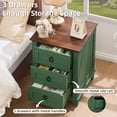 thumbnail image 5 of Joaxswe 3 Drawer Modern Farmhouse Nightstand, Wooden Bedside Table with Storage, Sturdy End Table for Bedroom Living Room, Green, 5 of 8