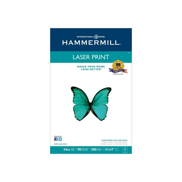 Branded The Hammermill Laser Print Paper, 24lb, 98 Bright, 11 x 17