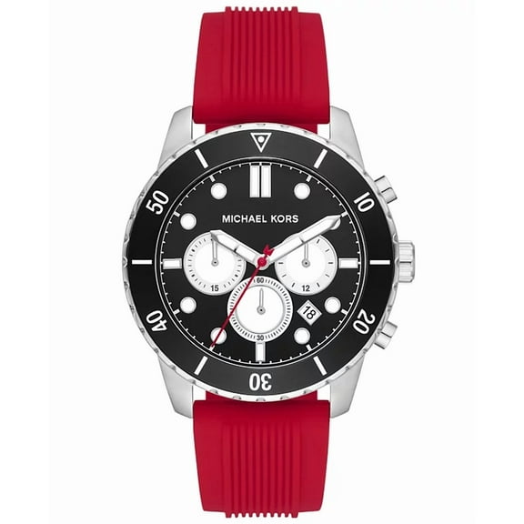 MICHAEL KORS Cunningham CHRONOGRAPH MK8973 BLACK DIAL RED SILICONE STRAP MENS WATCH