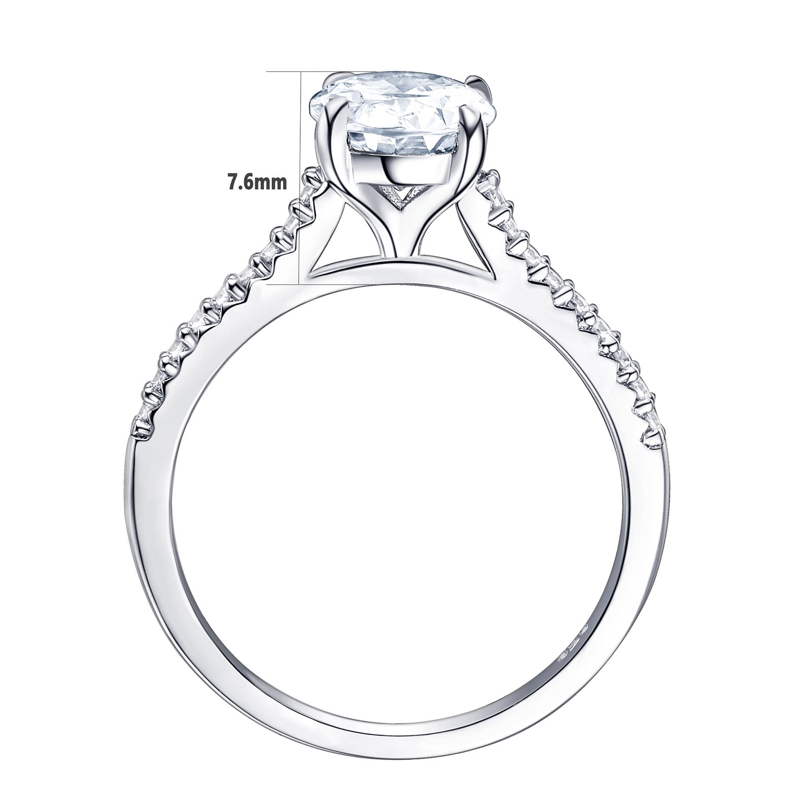 Newshe Solitaire Engagement Rings for Women Wedding Ring Set Sterling Silver Oval Cz 2.2Ct Size 5